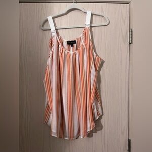 Lane Bryant White and Orange Striped Sleeveless Cami